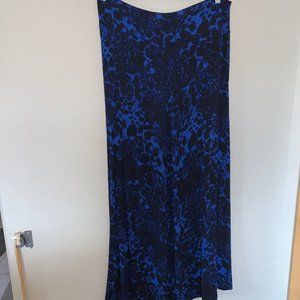 BLUE AND BLACK LEOPARD MAXI SKIRT